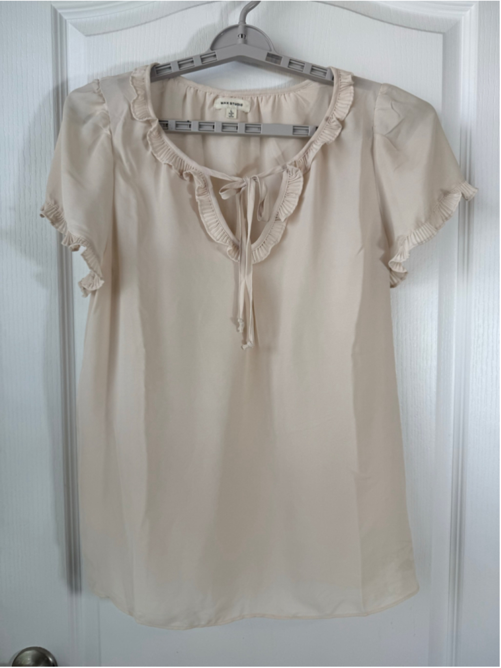 Women's MAX STUDIO Beige Ruffle Blouse L